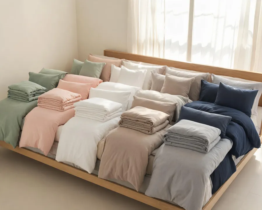 Layered Boll and Branch bedding shown in six coordinated colors